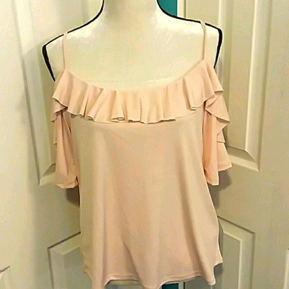 🆕 RUFFLED Flowy Strappy Off Shoulder Top / LARGE - Picture 1 of 7